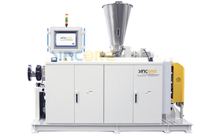 Конический двухшнековый экструдер