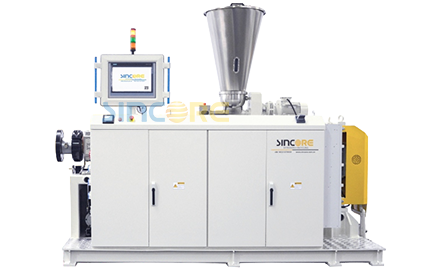 Конический двухшнековый экструдер