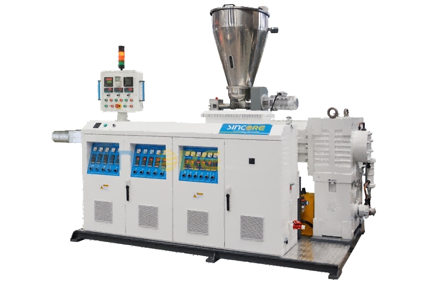 Экструзионная линия для производства труб из ПВХ с четырьмя выходами