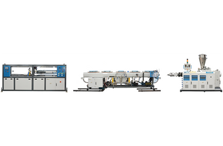 Экструзионная линия для производства труб из ПВХ с двойным выпуском
