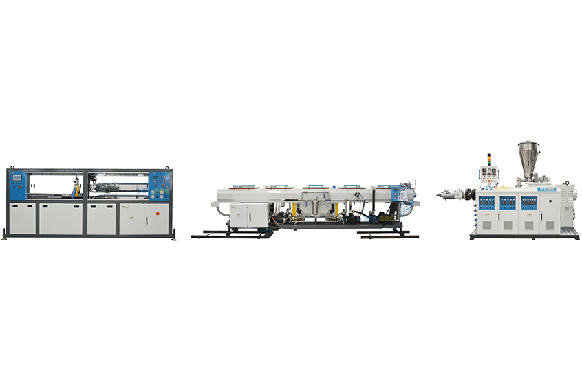 Экструзионная линия для производства труб из ПВХ с двойным выпуском