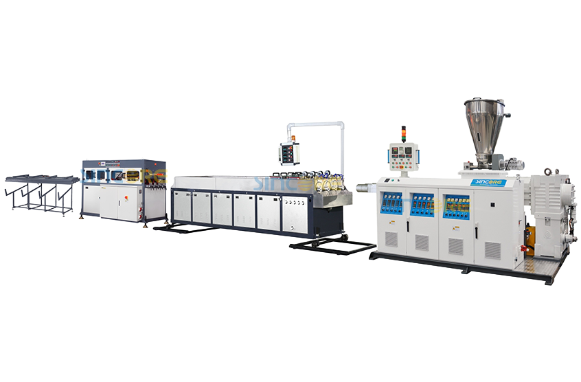 Экструзионная линия для производства труб из ПВХ с четырьмя выходами